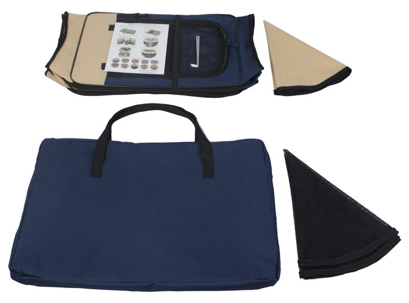 EliteField 2-Door Soft Pet Playpen (2 Year Warranty), Exercise Pen, Multiple Sizes and Colors Available for Dogs, Cats and Other Pets (36" x 36" x 24"H, Beige+Navy Blue) - Image 3